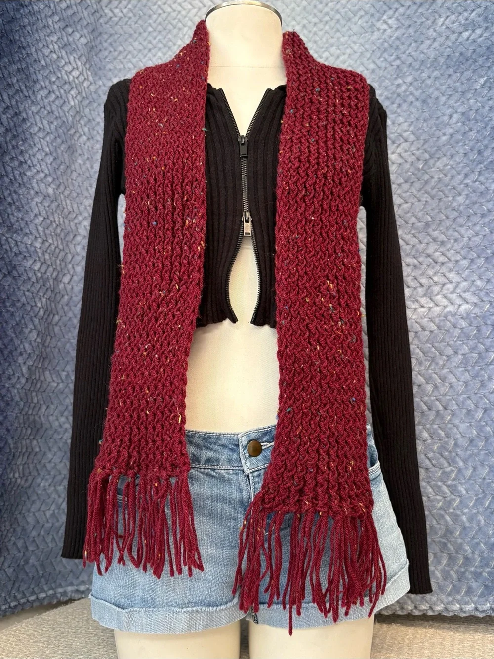 Women's Knit Scarves - Cream, Beige, Brown, Burgundy